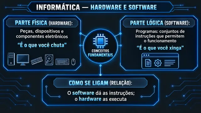 Mapa mental de Informática sobre hardware e software