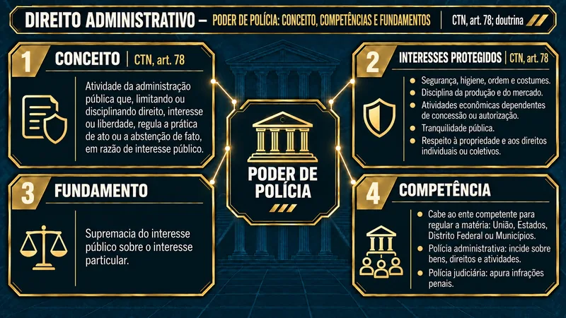 Mapa mental de Direito Administrativo sobre o poder de polícia