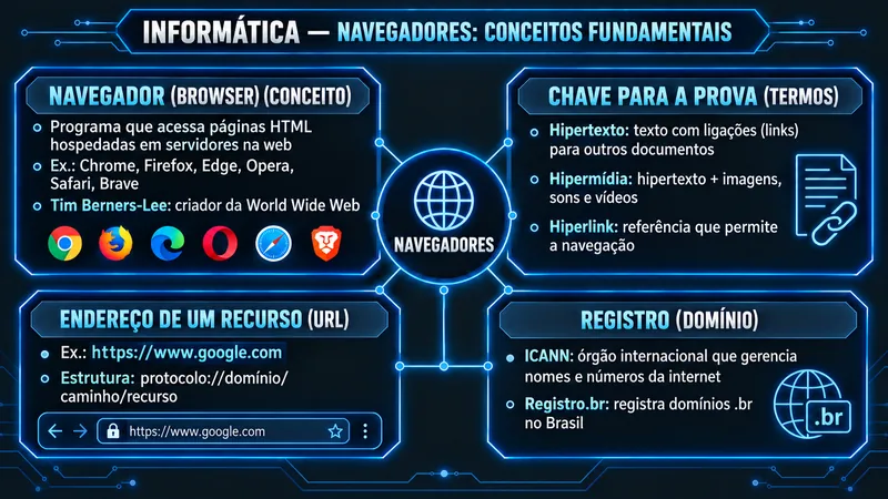 Mapa mental de Informática sobre navegadores